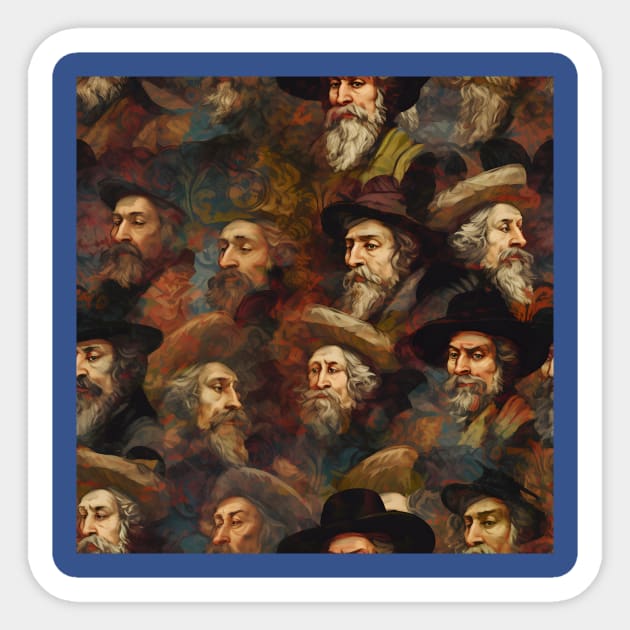 Rembrandt Paintings Mashup Sticker by Grassroots Green